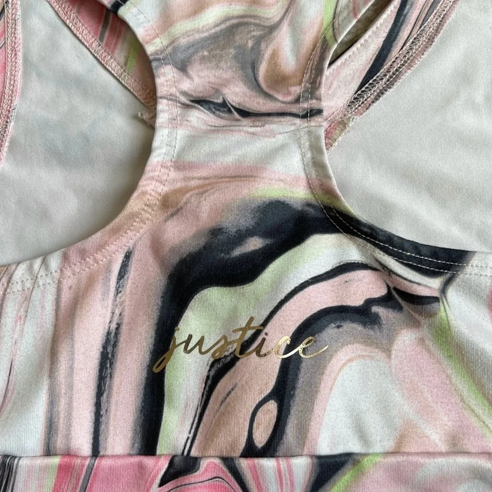 Justice Sports Bra Crisscross Long Line Girls Size M 10 Pink Athletic Yoga